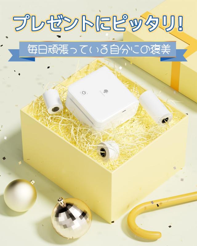 Phomemo M02 Pro 300DPI ミニプリンター モバイルプリンター サーマルプリンター 3ロールシール付き スマホ対応 写真印刷 ポータブル型