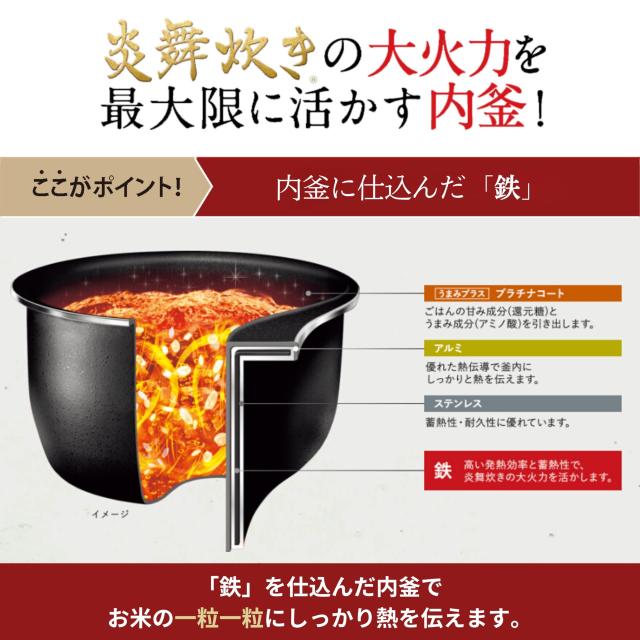 象印マホービン 炊飯器 1升 炎舞炊き 圧力IHタイプ 日本製 お手入れ点数2点 スレートブラック NW-PV18-BZ_4
