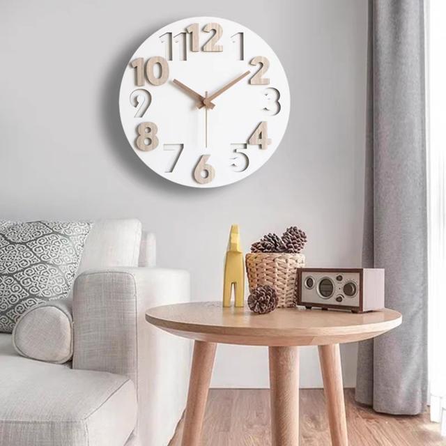 壁掛け時計 北欧 おしゃれ 音がしない 3D立体数字 掛け時計 ウォール