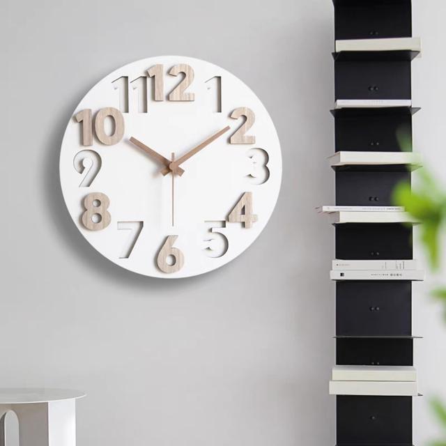 壁掛け時計 北欧 おしゃれ 音がしない 3D立体数字 掛け時計 ウォール