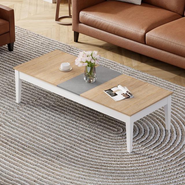 木製 正方形座卓 中央円形穴付き （円形にもなるタイプ） レクト