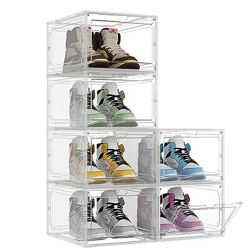 JOISCOPE シューズボックス 磁石開閉扉のプラスチック 靴箱 スニーカーボックス 透明靴収納ボックス 組み立て式 大容量 積み重ね可能  (ホ｜au PAY マーケット