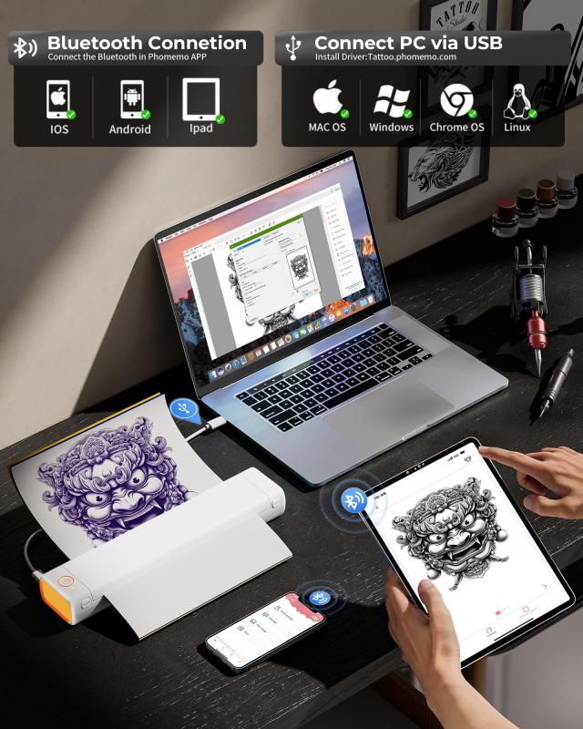 Itari M08F tattoo printer タトゥー用紙10枚付属 モバイルプリンター