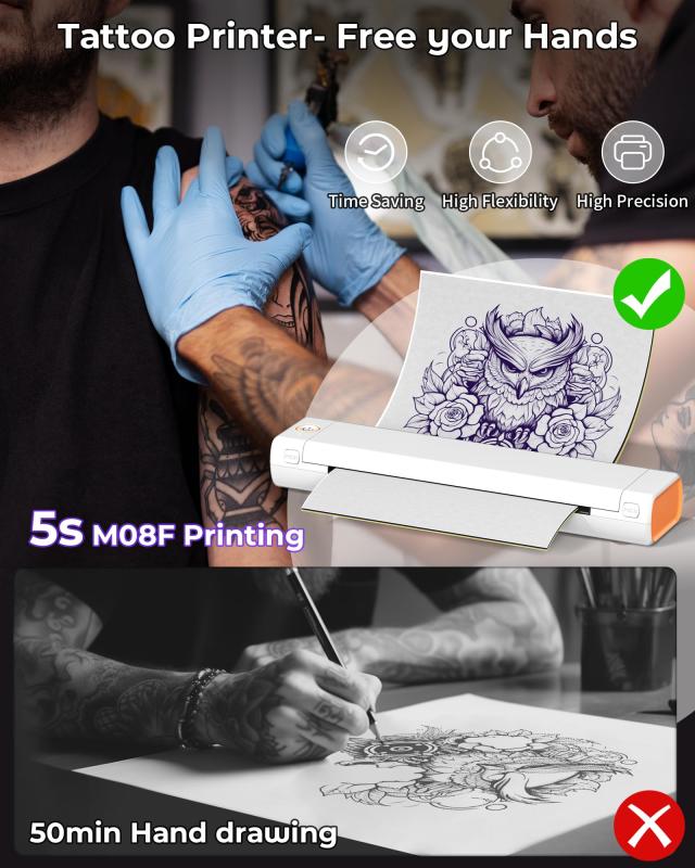 Itari M08F tattoo printer タトゥー用紙10枚付属 モバイルプリンター