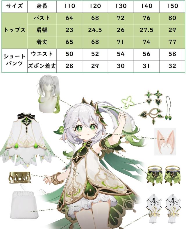 [NOKIJP] 原神 コスプレ ナヒーダ (ナヒーダ ウィッグ付き, 110cm) コスプレ衣装 ウィッグ付き 子供 キッズ スメール 白草浄華 げんしん_4