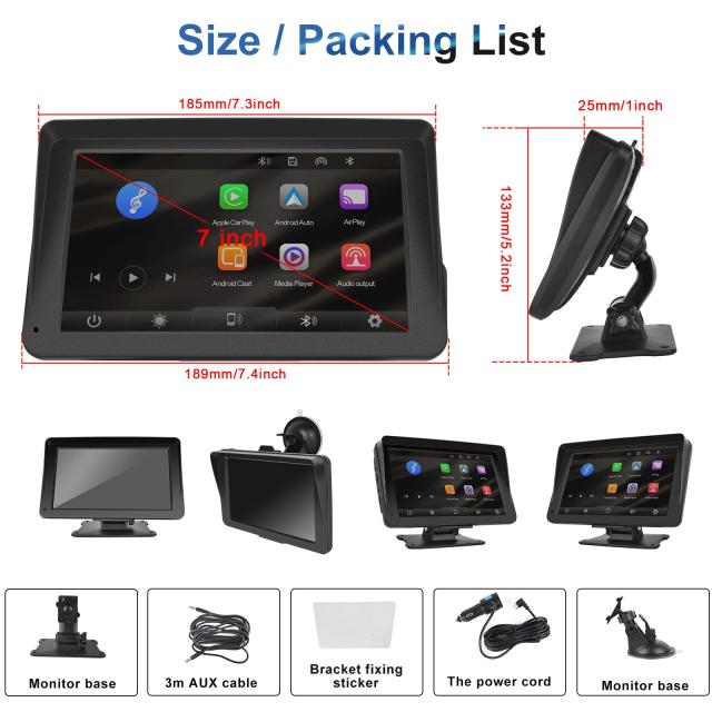 7インチ ポータブルカーオーディオ ナビゲーション一体型 簡単