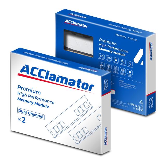 ACClamator 64GB メモリモジュール 64GB 3200MHz DDR4 PC4-25600 RAM 1.2V (32GB x 2枚) 白