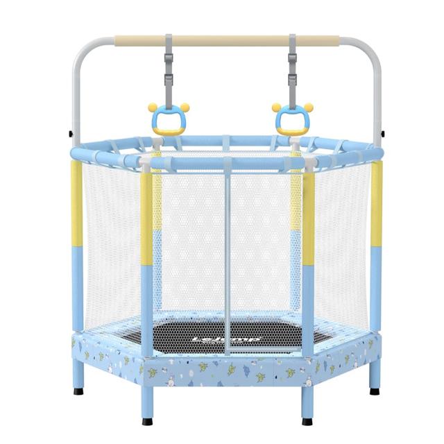 LEJUMP トランポリン 直径140cm（55inch）子供用 一台三役 鉄棒＆吊り輪付き(外す可能) 360°手すり 静音設計 超大スペース 耐荷重65KG 室_7