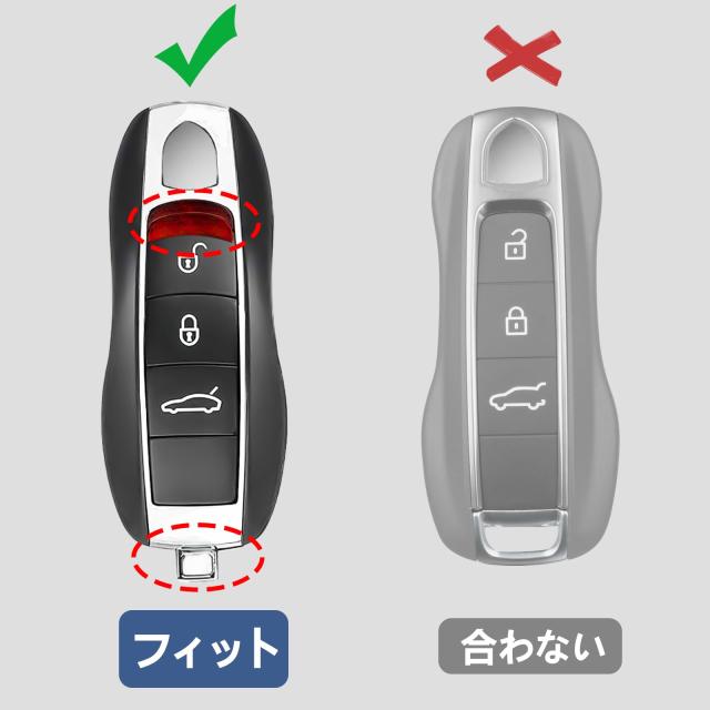 [T-carbon] リアルグラスファイバーキーフォブカバー ポルシェ用 キーホルダーストラップ付き添い人 Tカーボンキーフォブケースプロテクターシ
