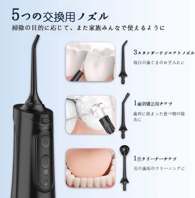 口腔洗浄器 Liebssen 口腔洗浄機器 携帯型容量300ML 6 水強度 5段階調整 IPX7防水 USB充電式 -ブラックの通販はau PAY  マーケット - pelliculeshop | au PAY マーケット－通販サイト