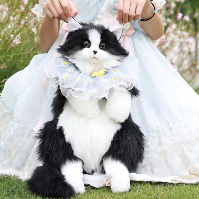 Chongker 猫 ぬいぐるみ本物そっくりバッグ - 手作 リアルな猫型のバックパック かわいいネコ リュックサック、調節可能な肩ベルト、女性_6