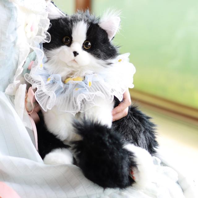 Chongker 猫 ぬいぐるみ本物そっくりバッグ - 手作 リアルな猫型のバックパック かわいいネコ リュックサック、調節可能な肩ベルト、女性_7