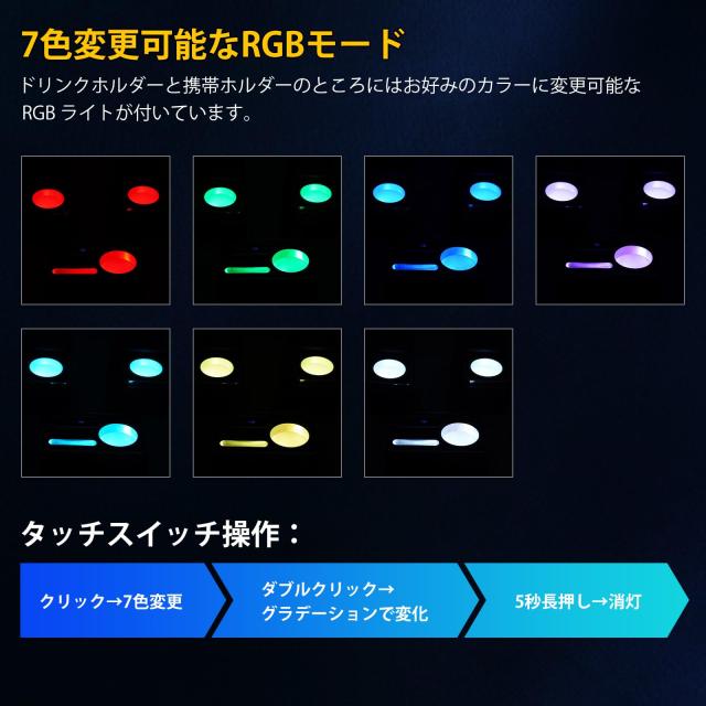 BUYFULL ハイエース/レジアスエース 200系 アームレスト 呼吸ランプ 七色変換 センターコンソール 肘置き 小物入れ収納ボックス PU コン