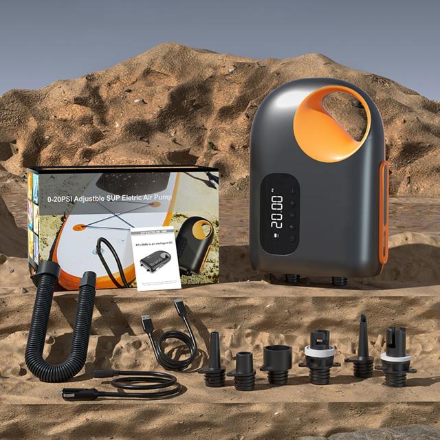 OBEST SUPポンプ 20PSI電動パドルボードポンプ SUP用電動エアーポンプ 空気入れ 空気抜き 両対応 6種類のノズル付き 自動停止機能 12V DC OBEST SUPポンプ 20PSI電動パドルボードポンプ SUP用電動エアーポンプ