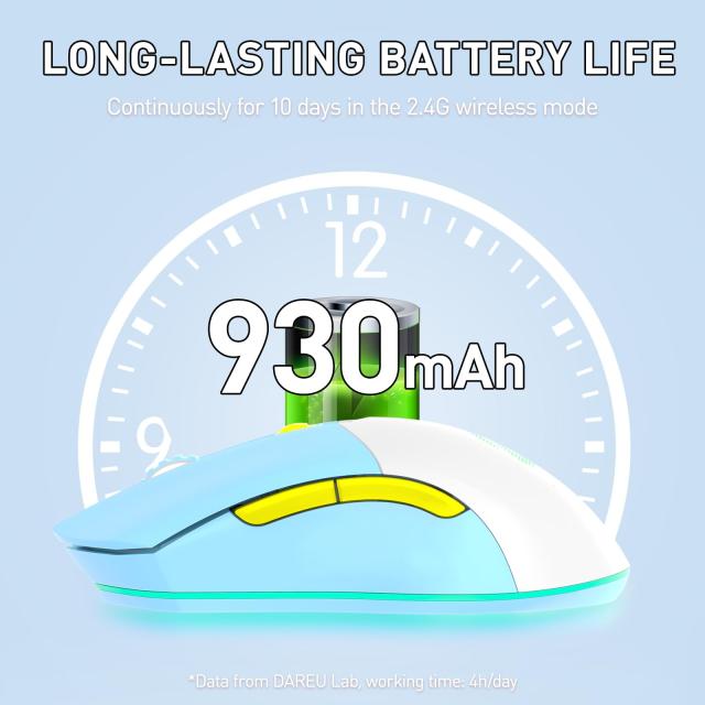 DAREU ゲーミングマウス 無線 水色/ブルー ワイヤレス2.4G/有線USB接続可能 超軽量85g 人間工学 可愛い 12000DPI 充電ドック付き プログ_5