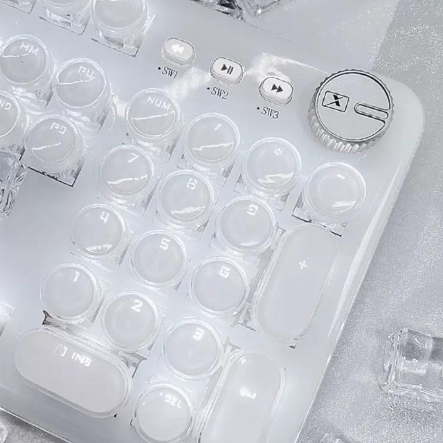 EWEADN K520 クリスタルクリア メカニカルキーボード 104キー タイプライター風キーボード 透明キーキャップ アンチゴースト RGBバックラ_2