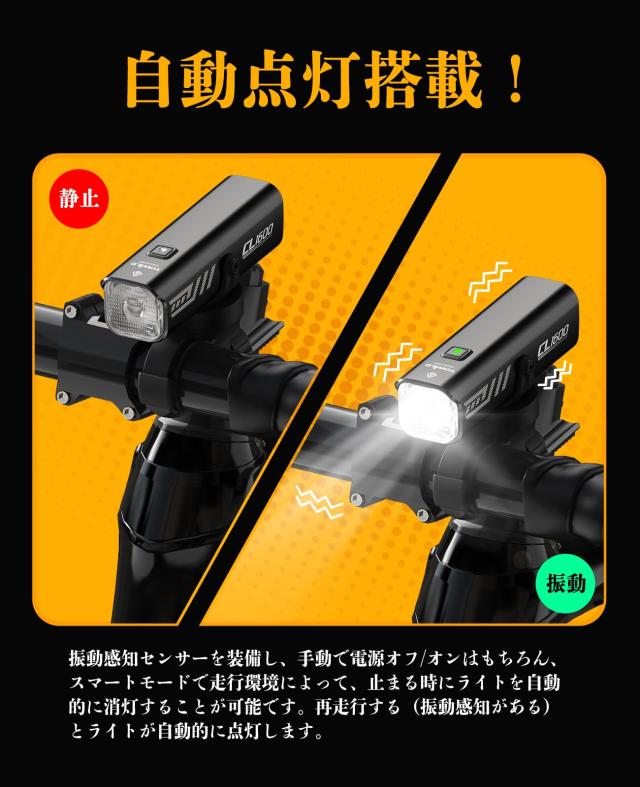 CL1600 自転車 ライト 大容量5000mAh 1600ルーメン USB-C充電式 LED