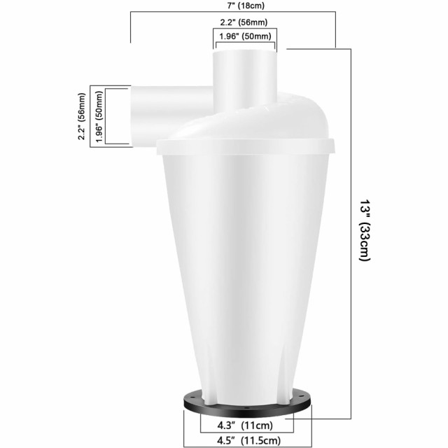 サイクロン集塵機自作用 50mm口径 集じん機 集塵機アクセサリーターボチャージャー付きDIYツールフランジベース付き産業用キャニスター掃｜au  PAY マーケット