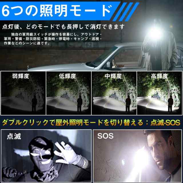 2024最新液晶画面デジタル表示】独特な夜光懐中電灯 led 強力