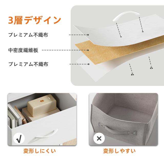 Somdot チェスト タンス 収納 テレビ台 ローチェスト 引き出し 洋服収納 リビング 5杯 布製 おもちゃ箱 大容量 多機能 収納棚 クローゼッ_5