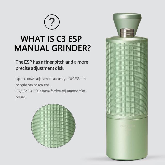 TIMEMORE C3 ESP タイムモアコーヒーミル手動エスプレッソ容量25g CNCステンレス錐形バリ、内部調整可能設定調整精度 0.0233 mm、ダ_2