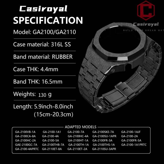 [Casiroyal] ga2100 カスタムパーツ 第3 / 4世代 メタル 腕時計交換用カスタム用、メタルバンド ベゼル カバー GA-2100 2110用（ケースに_2
