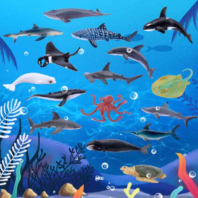 TOYMANY 24PCS海洋生物フィギュア 海の生き物フィギュアセット
