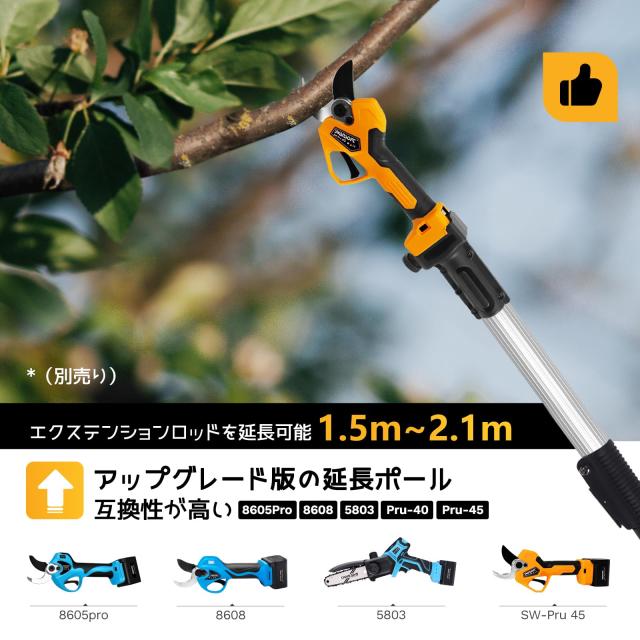 SWANSOFT 無段階開口径設定可能 45mm 電動剪定バサミ トリガー連動機能 ブラシレスモーター搭載 25V 剪定バサミ 電動 4000mAhリチウム電の通販は