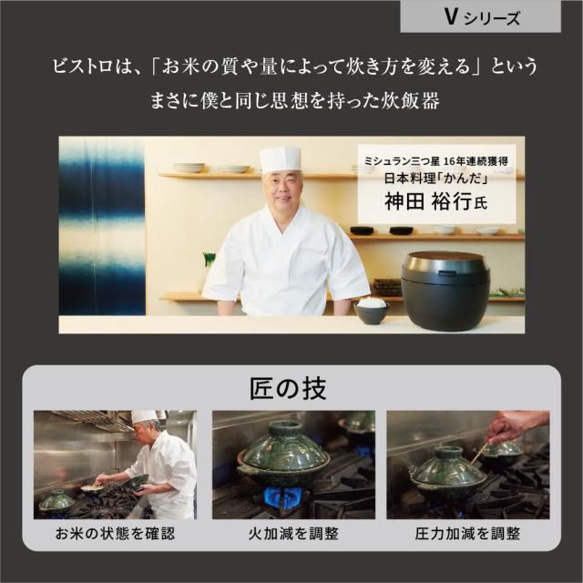 パナソニック 炊飯器 5.5合 最高峰モデル ビストロ 匠技AI 加圧熱風ポンプ搭載 お手入れ部品2点 ブラック SR-V10BA-K_4