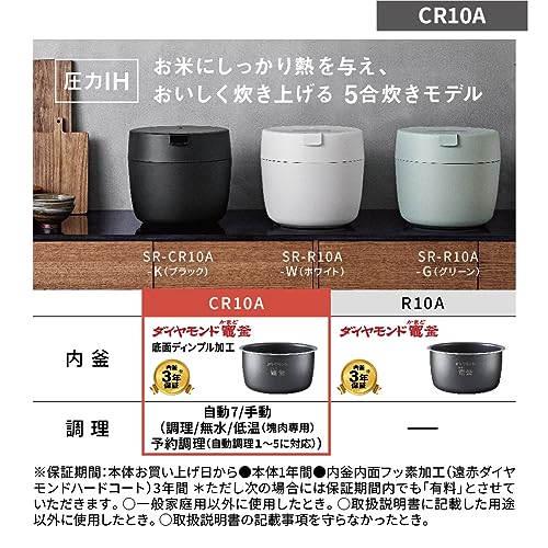 パナソニック 炊飯器 5合 圧力IH 新生活 一人暮らし コンパクトサイズ 自動調理鍋 無水調理/低温調理可能 ふた食洗機対応 ブラック SR-CR_9