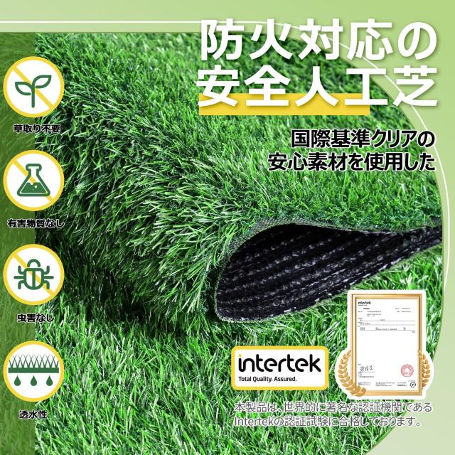 人工芝 ロール 2mx5m リアル 芝丈30mm フレッシュグリーン(2×5m) Amazon | 人工芝 ロール 2mx5m リアル感 芝丈30mm 高耐久 透水タイプ
