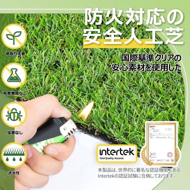 人工芝 ロール 2mx10m リアル感 芝丈30mm 高耐久 透水タイプ 防草シート 48本ピン付き フレッシュグリーン (2×10m)