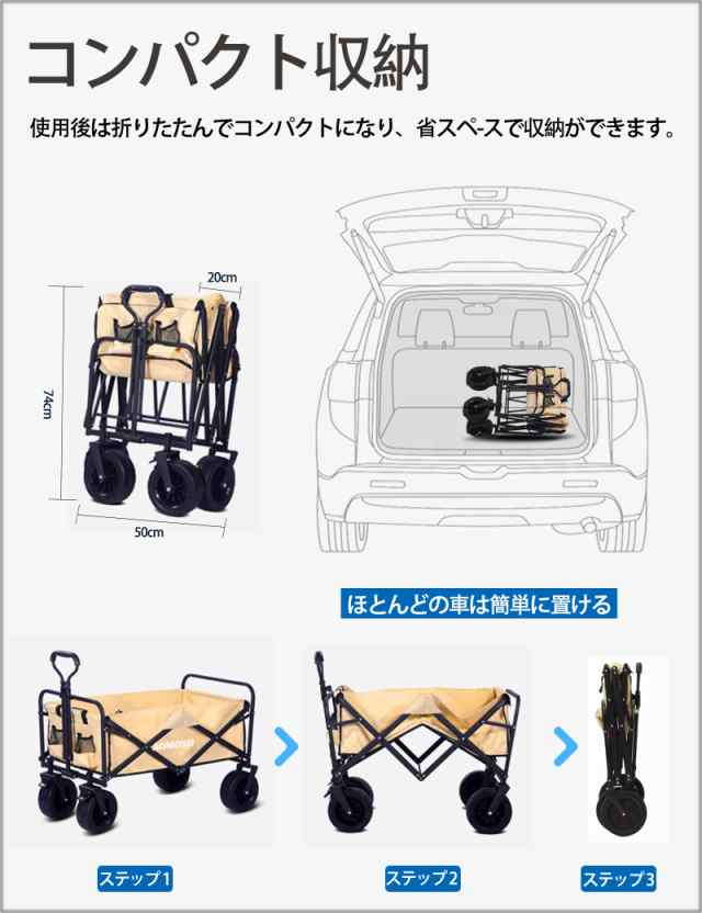 Amazon | Aomoso キャリーワゴン 折りたたみ式キャリーカート