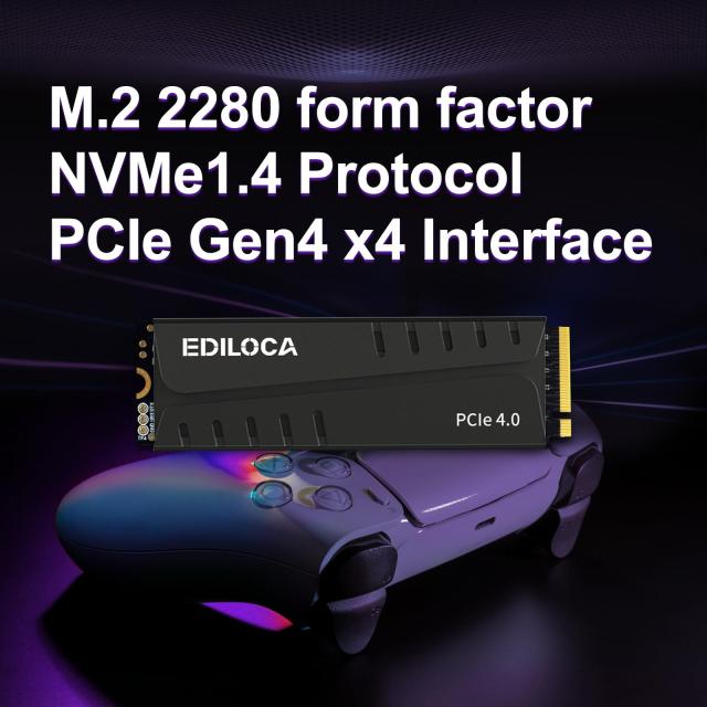 Ediloca EN855 SSD ヒートシンク付き 4TB PCIe Gen4x4 NVMe M.2 2280 PS5動作確認済み 最大読込: 7400MB/s 最大書き：6800MB/s 3D NAND T_1