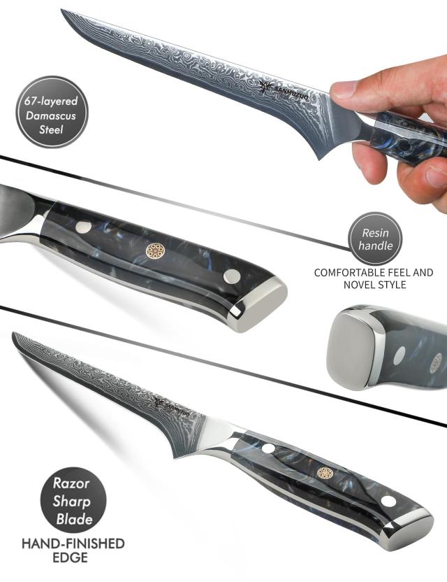 SANMUZUO ボニングナイフ - 7インチ フィレナイフ - Xuan シリーズ