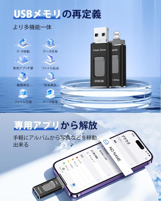 【多機能データ管理】256GB USBメモリー 4in1 iphone対応usbメモリUSB 3.0 フラッシュドライブ IOS/USB/Type-C/micro usb フラッシュメモの通販は