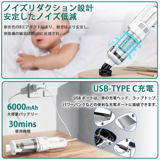 Fochai【15000pa 強力吸引 2024革新モデル】掃除機 コードレス