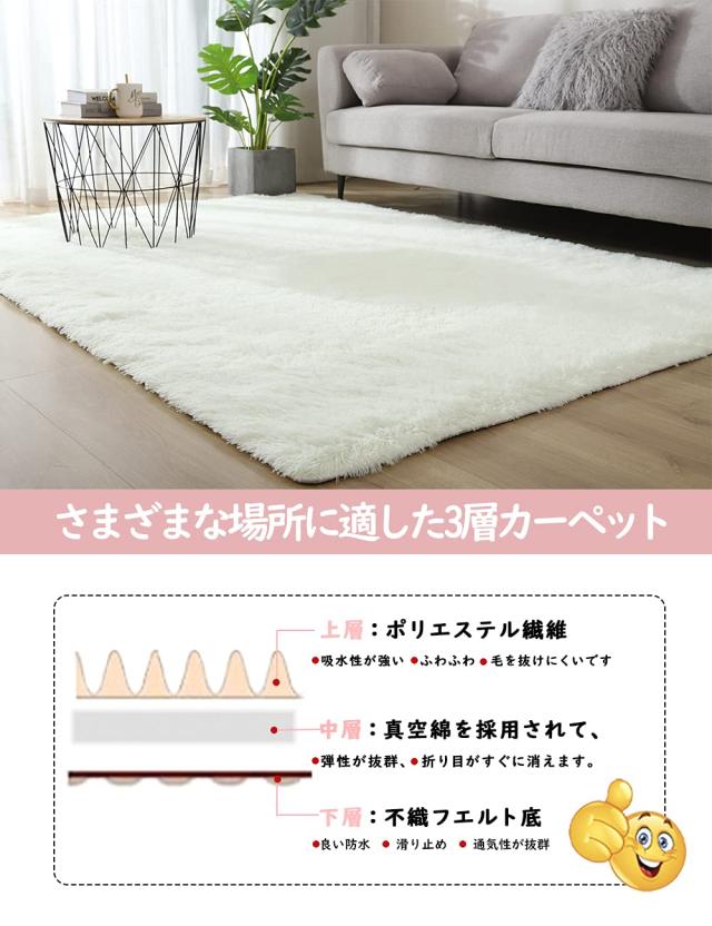 カーペット SpyFlyLie 洗えるラグ 北欧 長方形 ラグマット極厚毛足約4