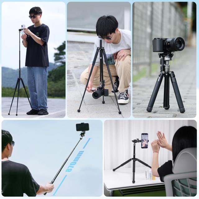 Ulanzi MT-63 三脚 カメラ三脚 トラベル三脚 小型 10段伸縮 145cm 自由ボール雲台 パノラマ撮影 アルミ合金製 耐荷重4KG コンパクト ミニ_6