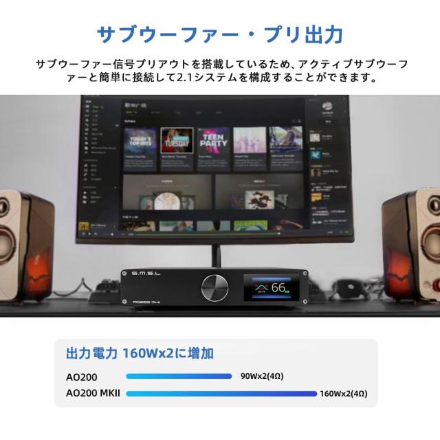 SMSL AO200 MKII デジタルパワーアンプ MA5332MSアンプチップ 160W x