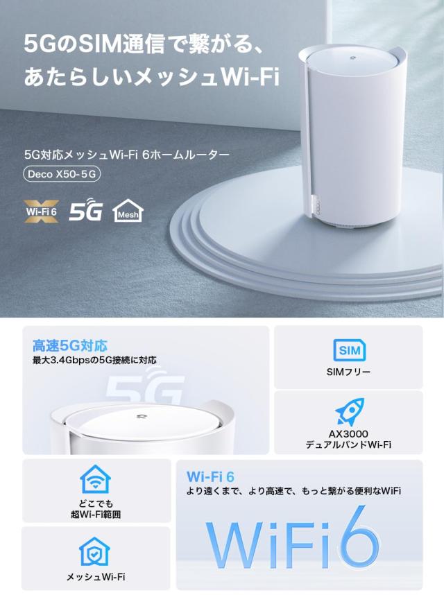 TP-Link 5G対応 SIMフリー Wi-Fiルーター メッシュWi-Fi システム 