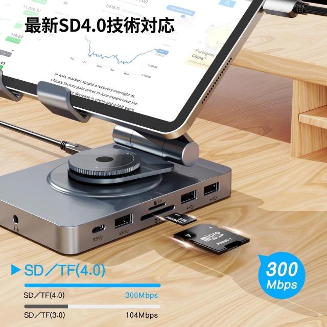 USB Cハブスタンド(11イン1)iPad/Pro、Steam Deck、ROG Ally、Samsung、ラップトップなど用。折り畳み可能で360度回転型USB Cドッキング_3