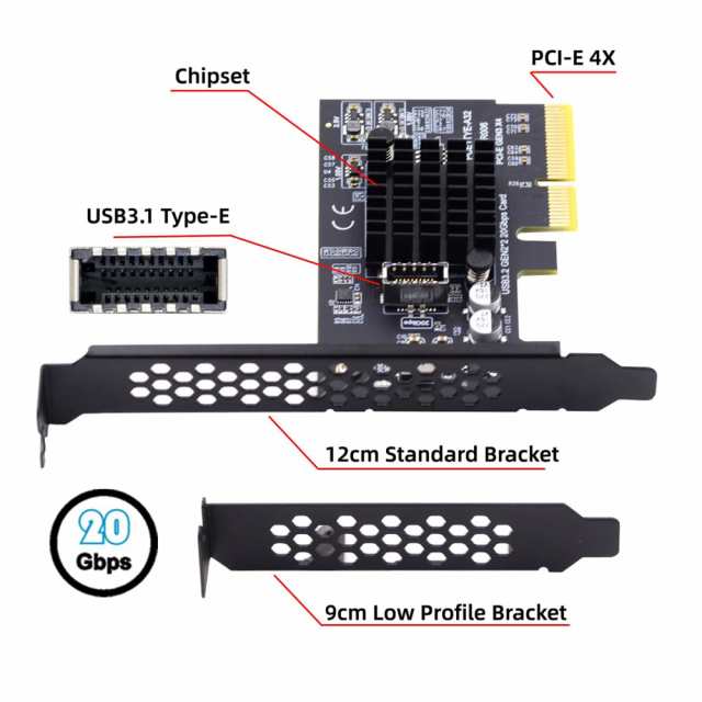 NFHK USB 3.2 Gen2 Type-E 20Gbps フロントパネルソケット PCI-E 4X Express カードアダプター デスクトップマザーボード用の通販は