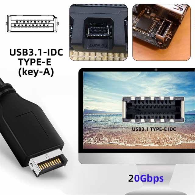 NFHK USB 3.2 Gen2 Type-E 20Gbps フロントパネルソケット PCI-E 4X Express カードアダプター デスクトップマザーボード用の通販は