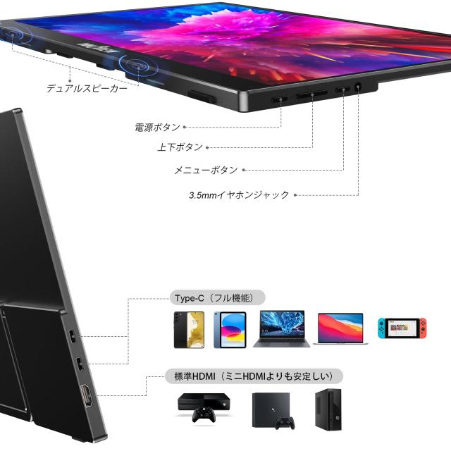モバイルモニター 15.6インチ InnoView モバイルディスプレイ 1920