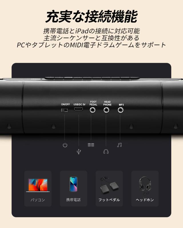 Donner 電子ドラムセット ロールアップ ドラムパッド スピーカー