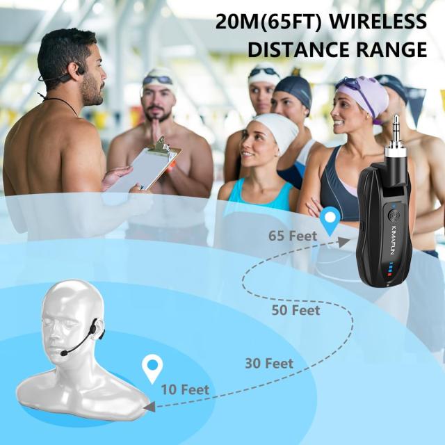 ヘッドセットマイク ワイヤレス完全防水マイク 2.4G無線 IP67防水
