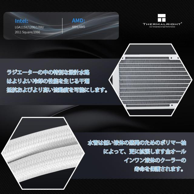 THERMALRIGHT AQUA ELITE 240 WHITE V3 リキッドCPUクーラー、AIO 