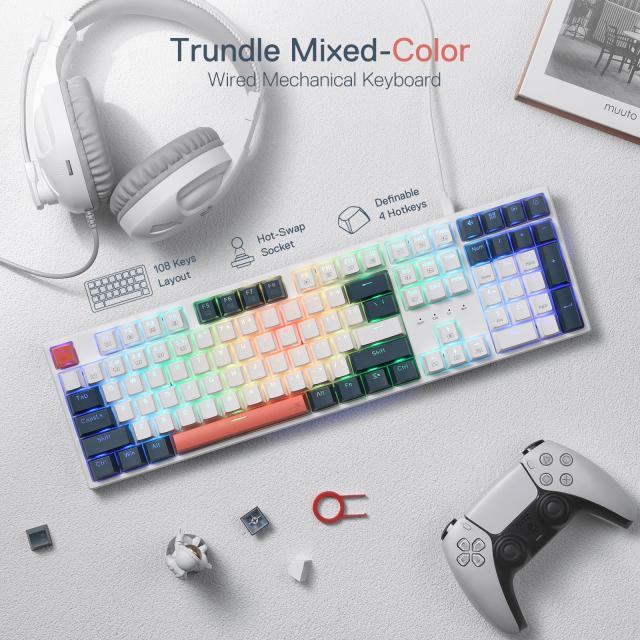 Redragon (レッドラゴン) ゲーミングキーボード K668 RGB 108キー 有線メカニカルキーボード ホットキー4個付き 吸音フォーム アップグレ_1