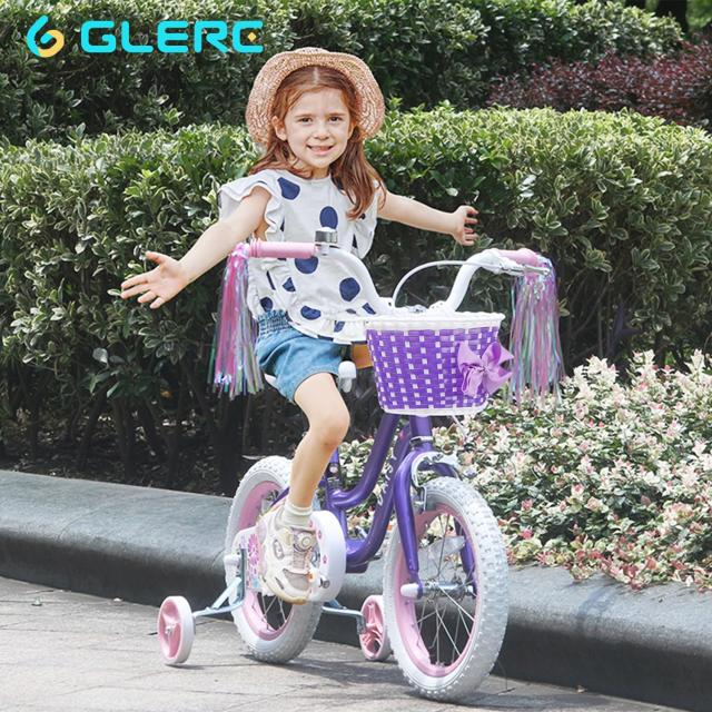 Glerc 子供用自転車 可愛い女の子自転車 プリンセス気分 補助輪付き/前